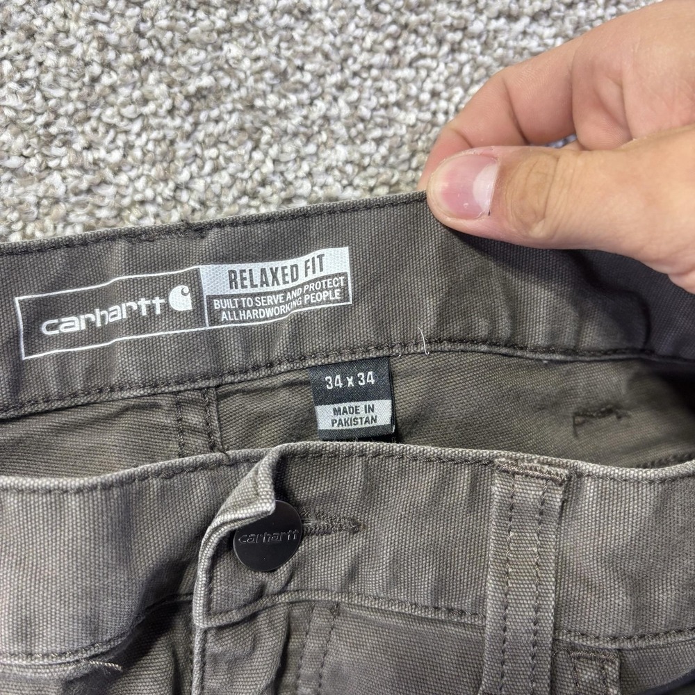 Carhartt Pants Mens 34x32 Gray Rugged Flex Relaxed Fit Canvas Workwear Pockets - Picture 6 of 8
